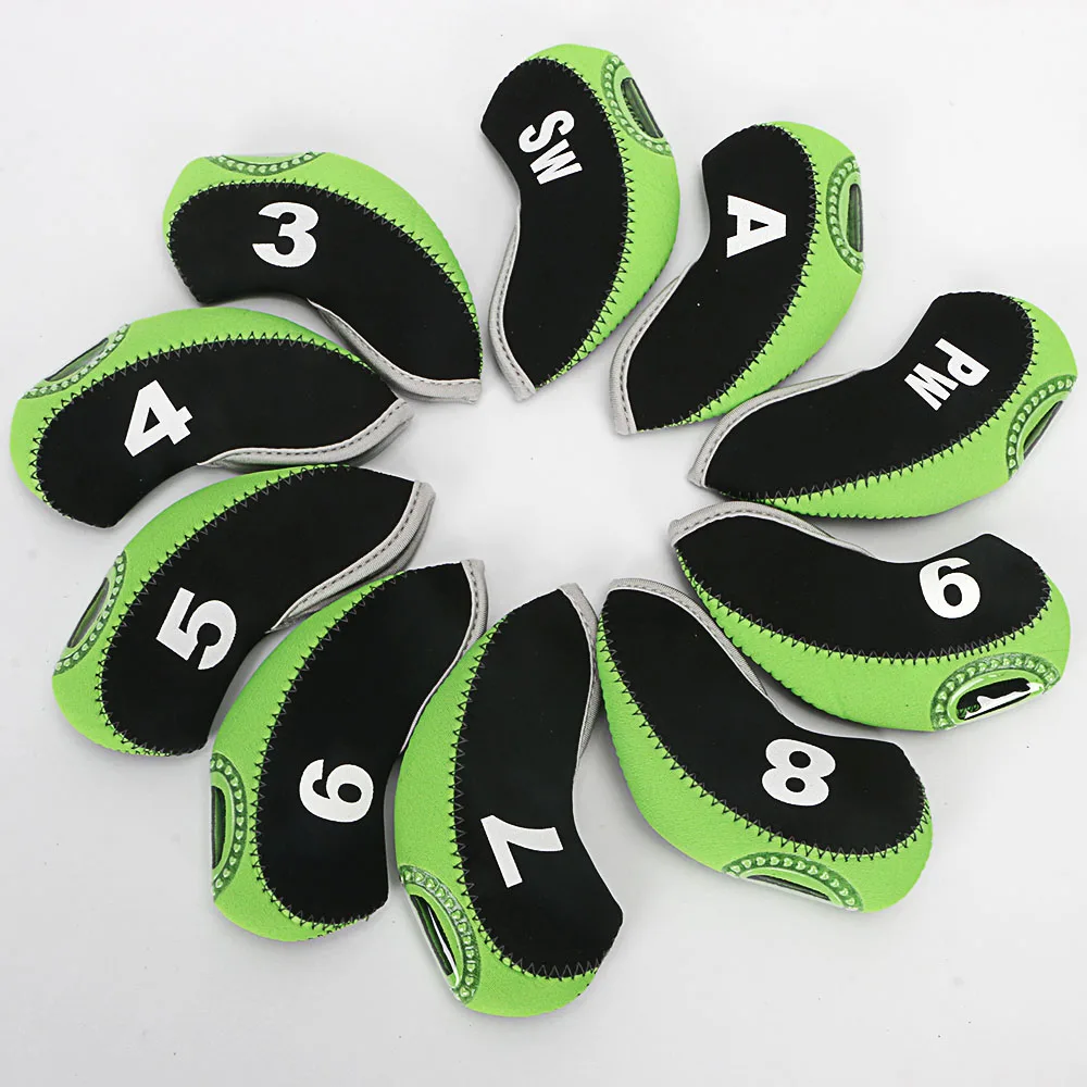 Golf Clubs Iron Head Cover Set 10pcs Neoprene Headcovers One size Fit