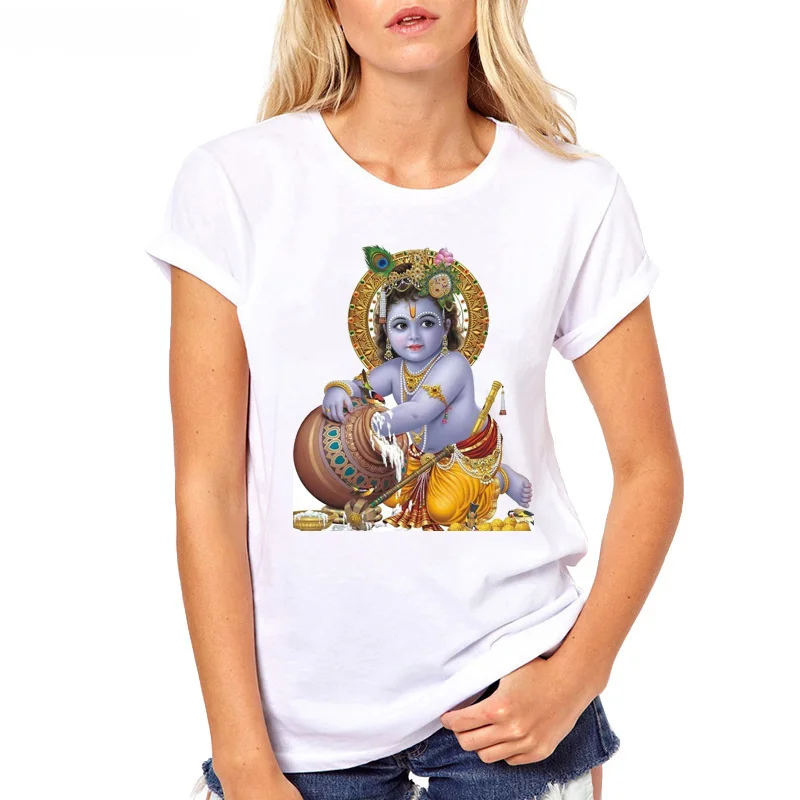 

Respectful Lord Shiva Shri Krishna t Shirt Woman New White Casual Tops Short Sleeve Tee Shirt Female Cool Tshirt T-shirt
