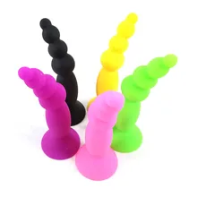 Penis silicone butt plug anal toy font b dildo b font anal plug beads male women