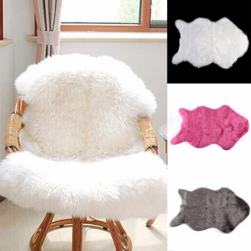 Fausse Fourrure Tapis en Peau De Mouton Grand Blanc Doux Et Soyeux Cheveux 5-6cm Lavable Si/ège De Carpettes Antid/érapants pour Fauteuil Lit Canap/é Plancher,120/×180cm
