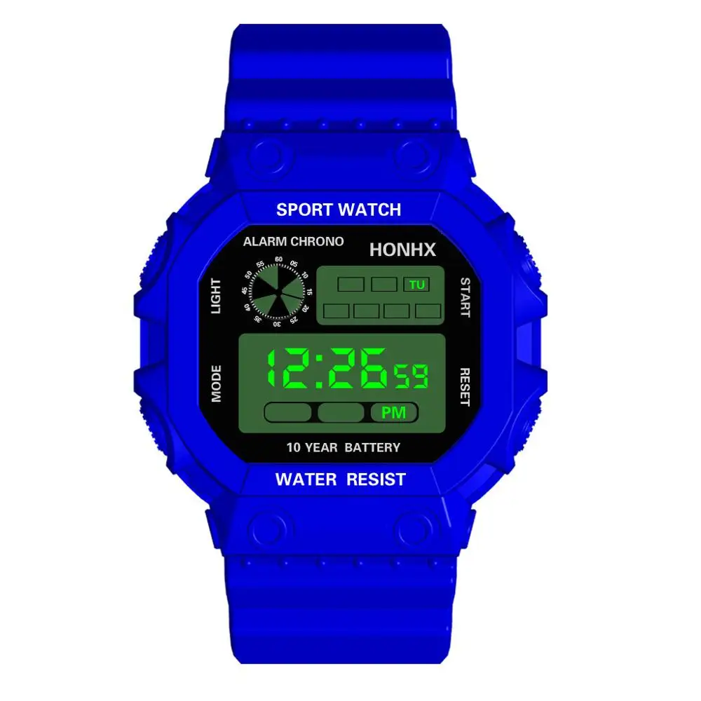 Роскошные Аналоговые Цифровые уличные мужские часы Военные Спортивные СВЕТОДИОДНЫЙ водонепроницаемые часы силиконовые электронные reloj hombre relogio masculino - Цвет: Синий