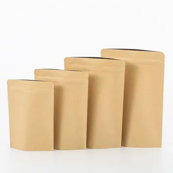 

50pcs Inner aluminum plated self-supporting sealed paper bag moisture-proof food Tea dried fruit packing zipper ziplcok bags