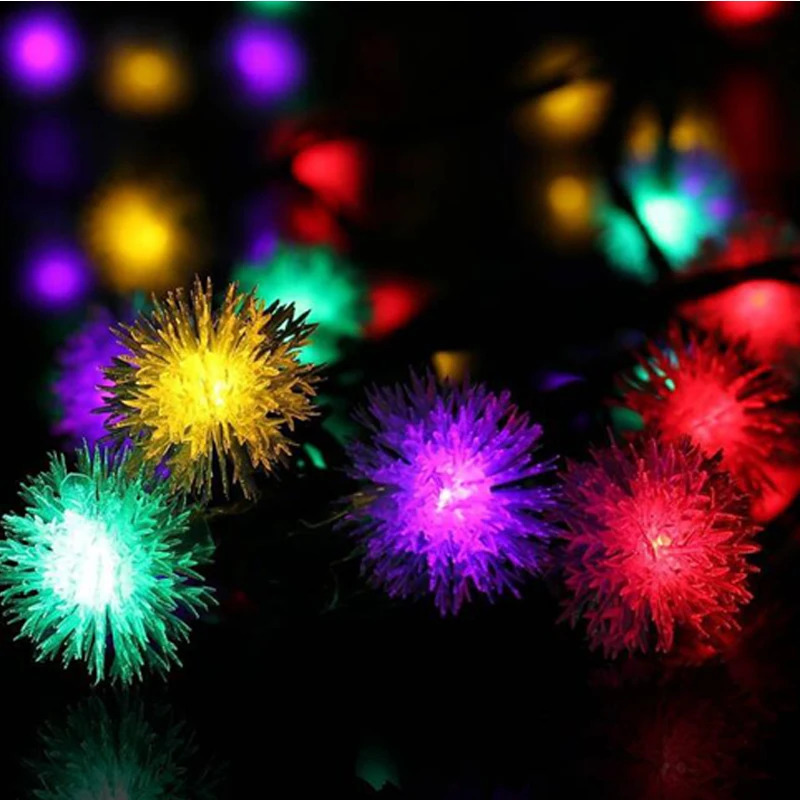 6.5M30LED Solar Lamp Outdoor Fairy String Lights Solar Hair Ball String Solar Power Lamp Christmas Wedding Decoration (4)