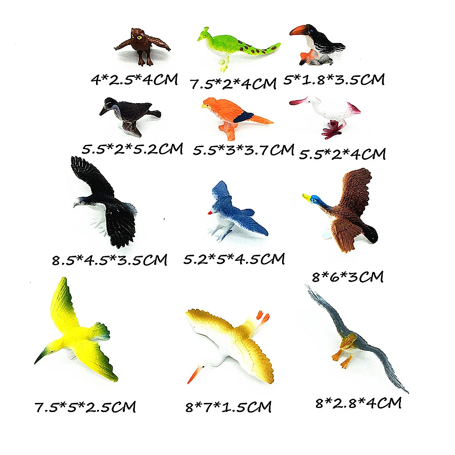 Verschiedene Kunststoff 7cm Vögel Figur Spielzeug Flying Birds Modell   Packung 