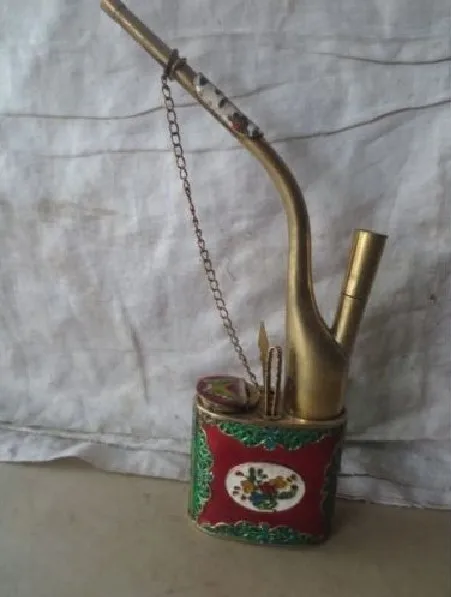 

Metal Crafts Chinese Old Style Working White Copper Cloisonne Smorking Pipe 002 fast Shipping
