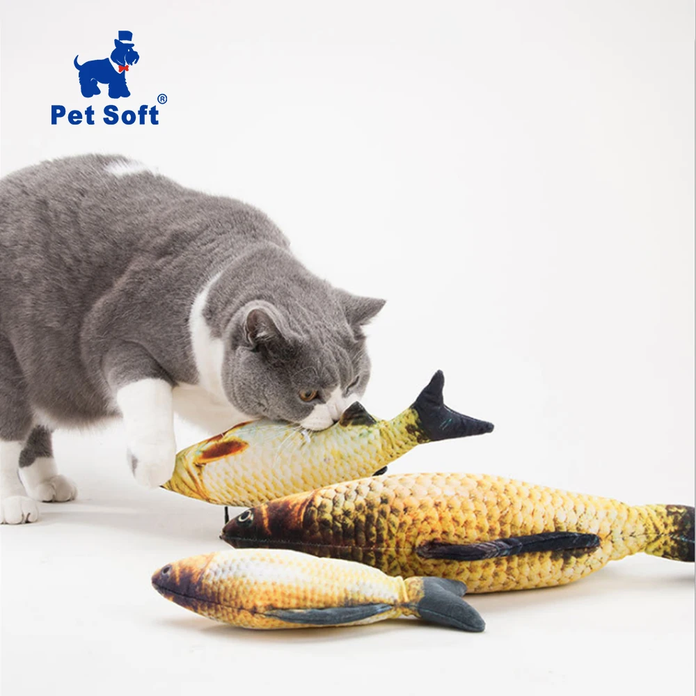 Pet Soft Plush Creative 3D Carp Fish Shape Cat Toy Gifts Catnip Fish Stuffed Pillow Doll Simulation Fish Playing Toy For Pet