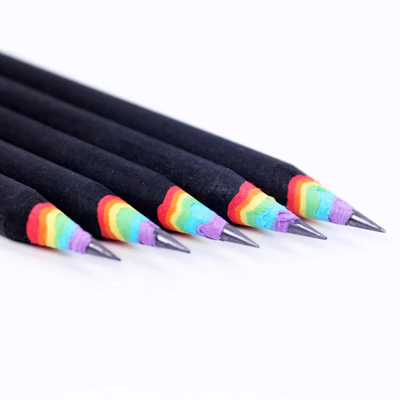 

1pc Cute Rainbow Wooden 2B Pencils Kawaii Gradient Student Cylindrical Pencil For Kids Gift School Supplies Pencil Stationery
