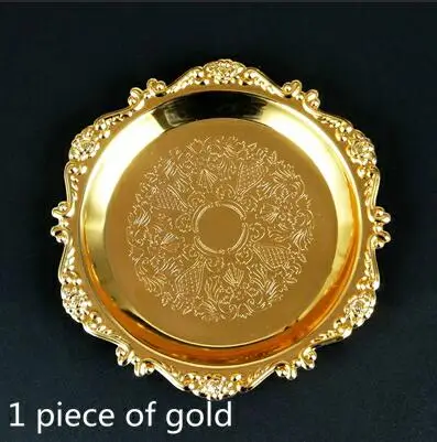 1pc gold Коктейльная подставка для напитков винтажная Золотая Серебряная металлическая тарелка из цинкового сплава чайная Подставка для напитков - Цвет: 1pc gold