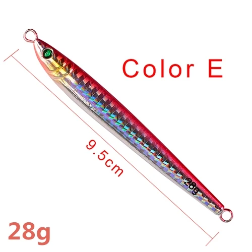 1 шт., свинцовая металлическая медленный джиг-голова, рыба, 6 г-100 г, 6 см-14,5 см, рыболовная приманка, ложка, нож с блестками, воблер, искусственная жесткая приманка - Цвет: 28g-colorE