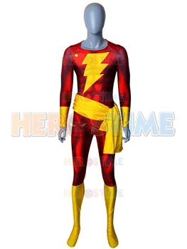 

New Captain-Marvel Shazam Superhero Costume 3D Print Spandex Halloween Cosplay Zentai Suit For Adult/Kids/Custom Made