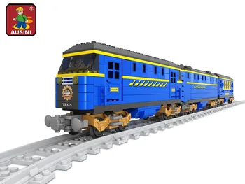 

Ausini 25002 832pcs City Technic Blue Train Model Building Blocks Bricks Education Toys For Children Gifts