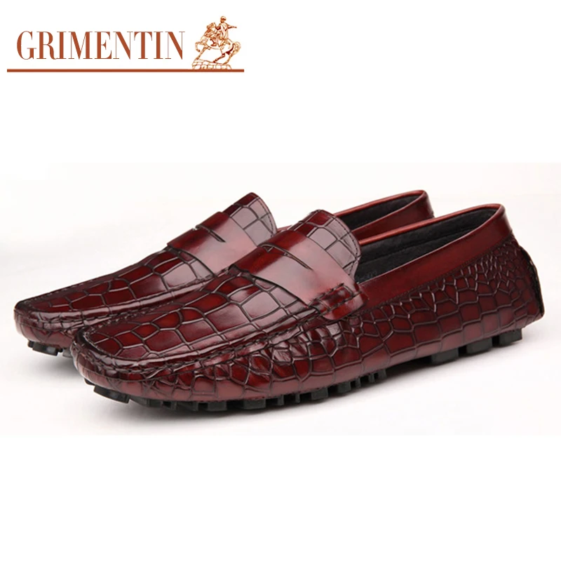 

GRIMENTIN men loafers brown Italian fashion genuine casual leather men shoes 2017