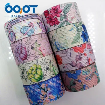 

OOOT BAORJCT 1712081 25 mm 10 yard Flower Ribbons Thermal transfer Printed grosgrain Wedding Accessories DIY handmade material