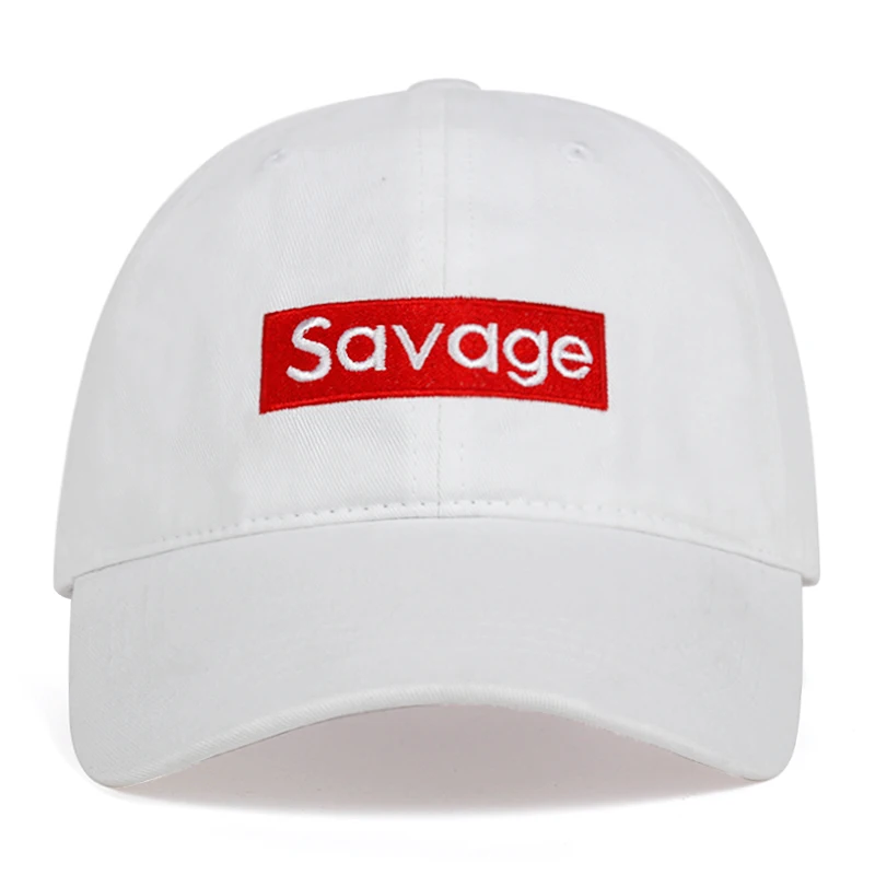 Новинка, бейсбольная кепка с вышитыми буквами savage, хлопок, пара шляпы для отдыха, хип-хоп кепка для гольфа с застежкой сзади, модная шляпа для папы - Цвет: Белый