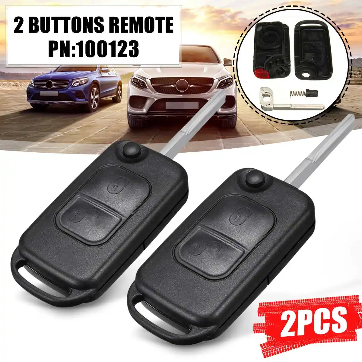 Для Benz SLK E113 A C E S класс MB W168 W202 дистанционный ключ с HU64 откидывающийся складной брелок для ключей чехол для Mercedes 2 кнопки - Цвет: 2 pcs