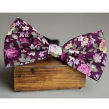 Глубокий винтажный фиолетовый цветочный мужской галстук-бабочка для жениха галстук-бабочка на свадьбу модный галстук-бабочка деревенский