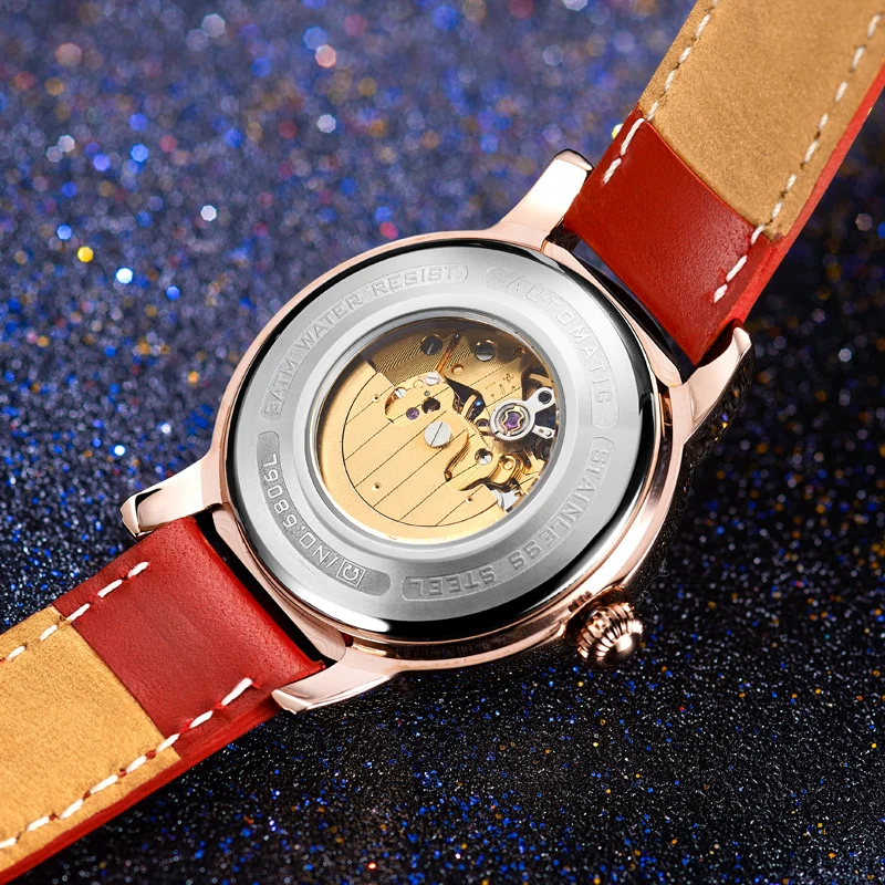 Часы женские механические с автоподзаводом из натуральной кожи|Женские часы| |