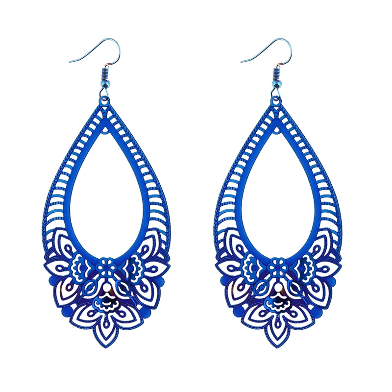 

Computer Chip Carved Stainless Stee Earrings Fashion New Hollow flower Carved Pattern Earring Metal