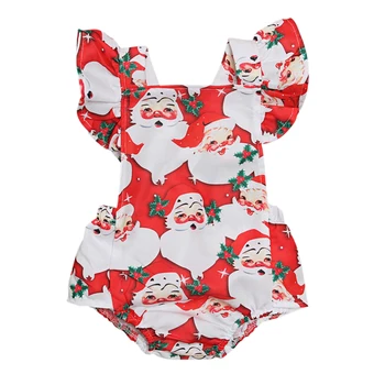 

Newborn Baby Girls Rompers Dress Clothes Santa Claus Printed Jumpsuit Christmas Outfits Costume Babes Clothes