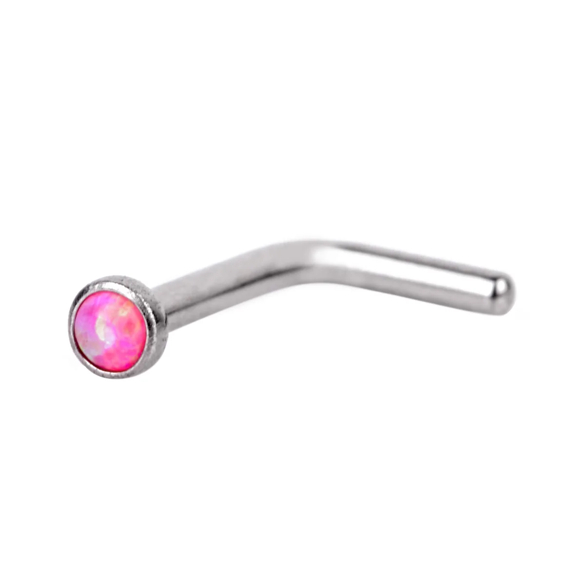 1pc Crystal Opal L Shaped Nose Stud Ring Punk Style Lip Ring Women Surgical Steel Nose Cartilage Stud Body Piercing Jewelry