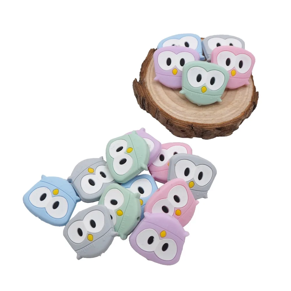 

Chenkai 5PCS Silicone Mini Bird Beads Baby Owl Teething Beads BAP Free For DIY Baby Soomthing Pacifier Clip Chains Nurse Gifts