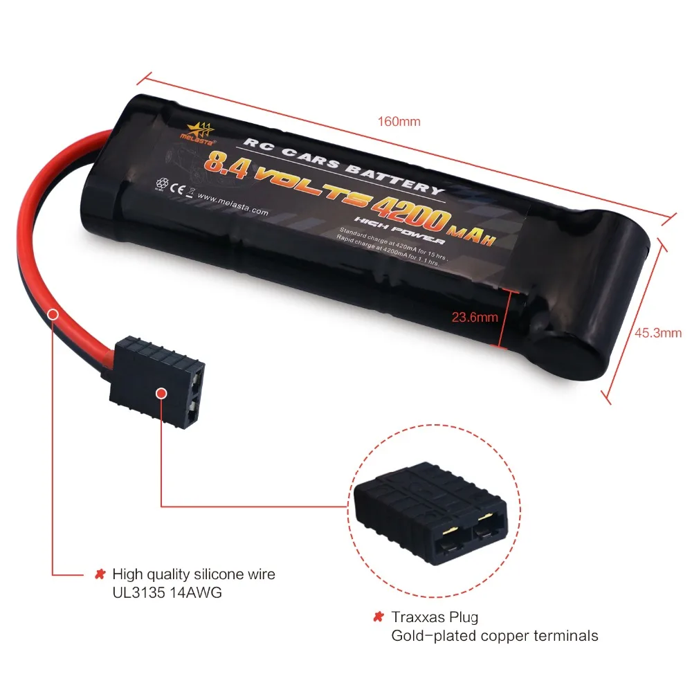 Melasta 8,4 V 4200mAh 7 ячеек плоский блок NiMH аккумулятор с разъемом Traxxas для RC гоночных автомобилей игрушки хобби