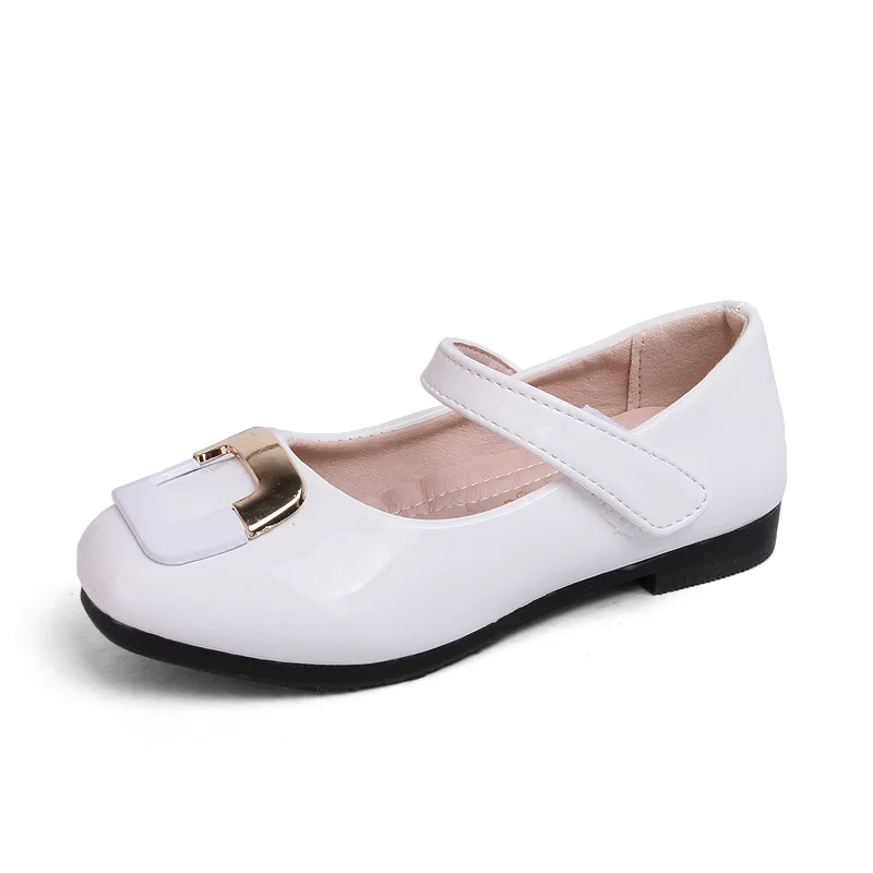 Популярная весенняя обувь для больших девочек; модная обувь принцессы без шнуровки; Детские кроссовки; кожаная обувь для девочек; размер обуви 26-36 - Цвет: Белый