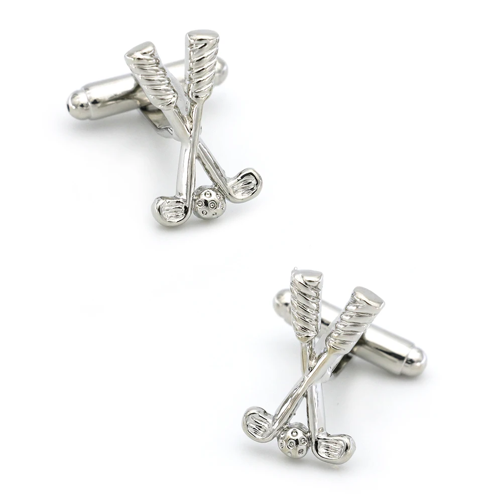 

Men's Golf Ball Cuff Links Copper Material Silver Color