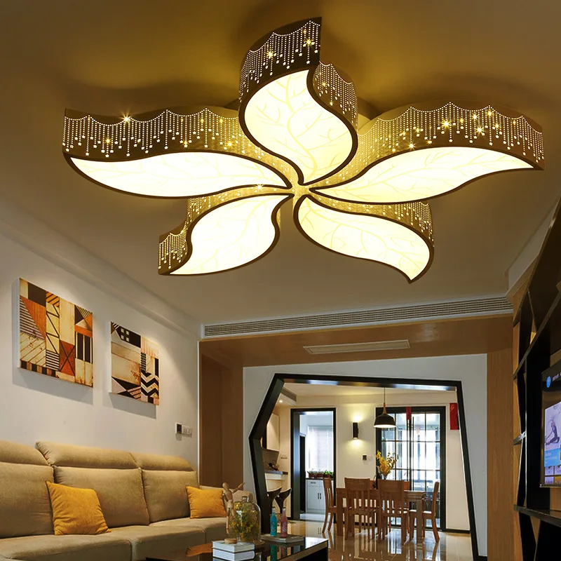 

Iron Art Ceiling Lamp Creative Leaf Ceilng Light Flush Mount Ceiling Light Luminaria LED Teto Lustres Para Sala 4 Solor