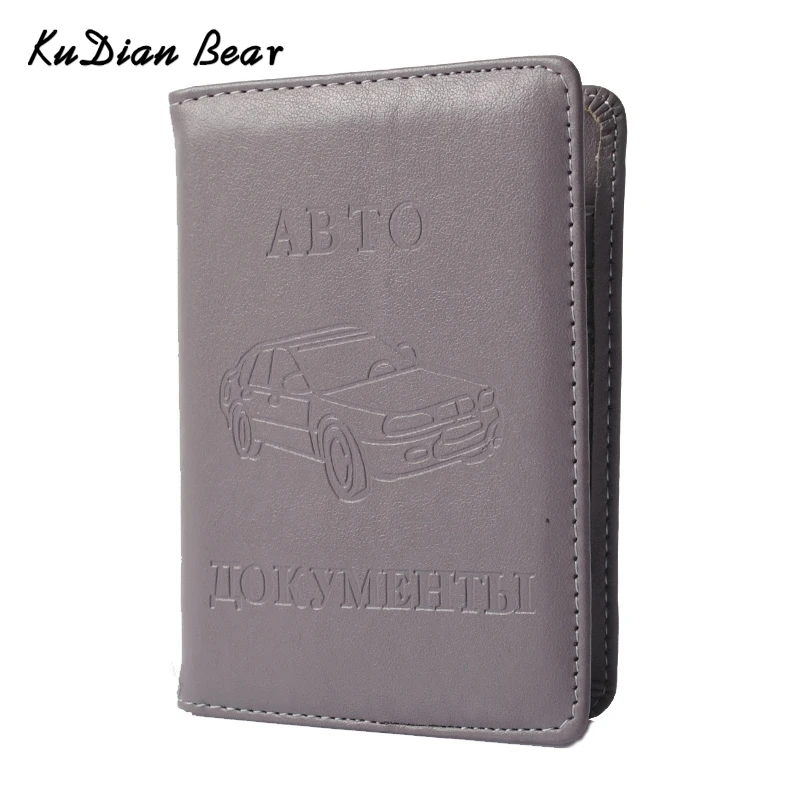 

KUDIAN BEAR Russian Driver License PU Leather Cover for Documents Business Card Holder Travel Documents Organizer-- BIH004 PM20