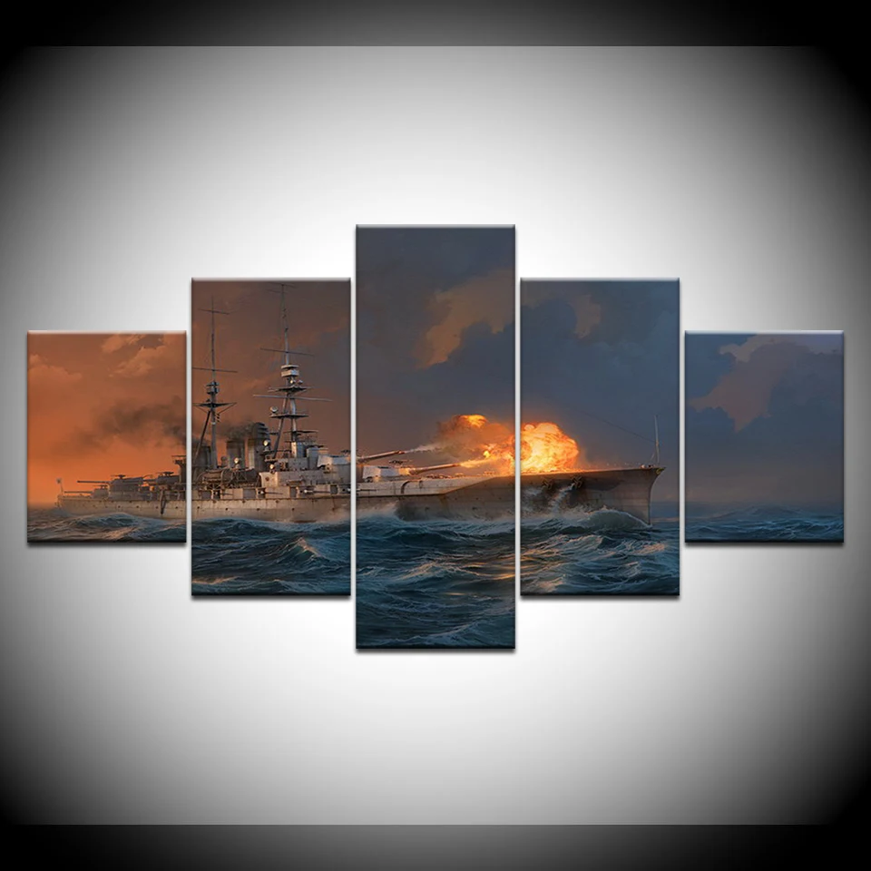 Плакат на холсте модульный для гостиной домашний декор 5 шт. картины World Of warship