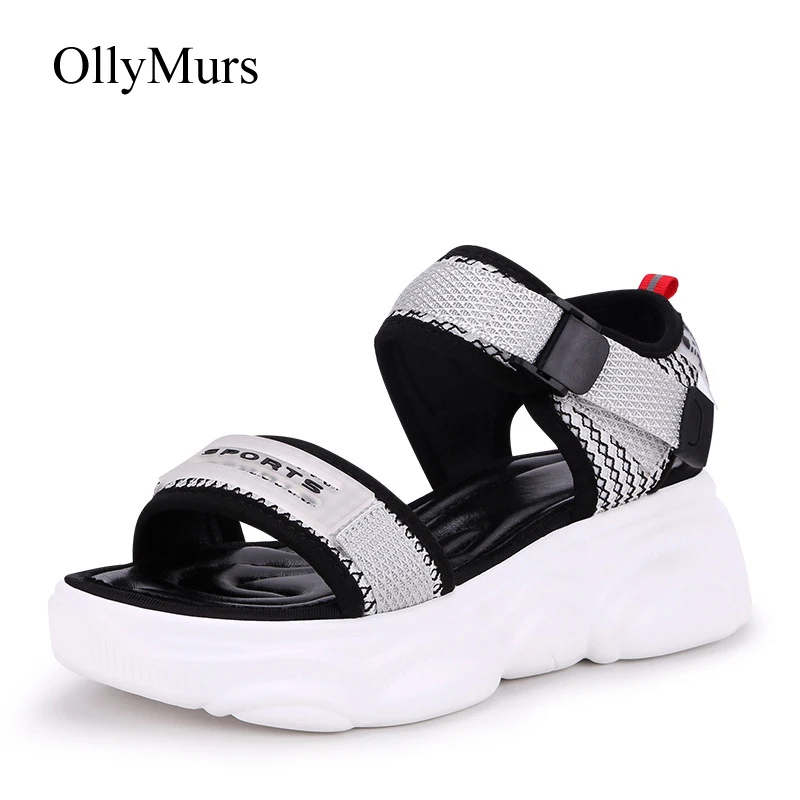 

Casual White Shoes zapatos de mujer Summer Beach Sandals Platform chaussures femme Ladies footware sandalia feminina Patchwork