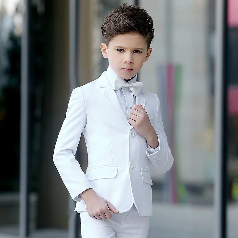 Brand Child Boy Clothing Solid White formal boy tuxedo child kid boy