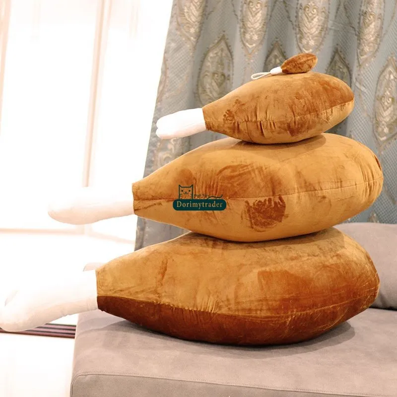 Dorimytrader New Fashion 110cm Giant Cute Soft Cartoon Drumstick Plush Pillow 43'' Big Stuffed Anime Chicken Leg Cushion Toy Gift DY60240(3)