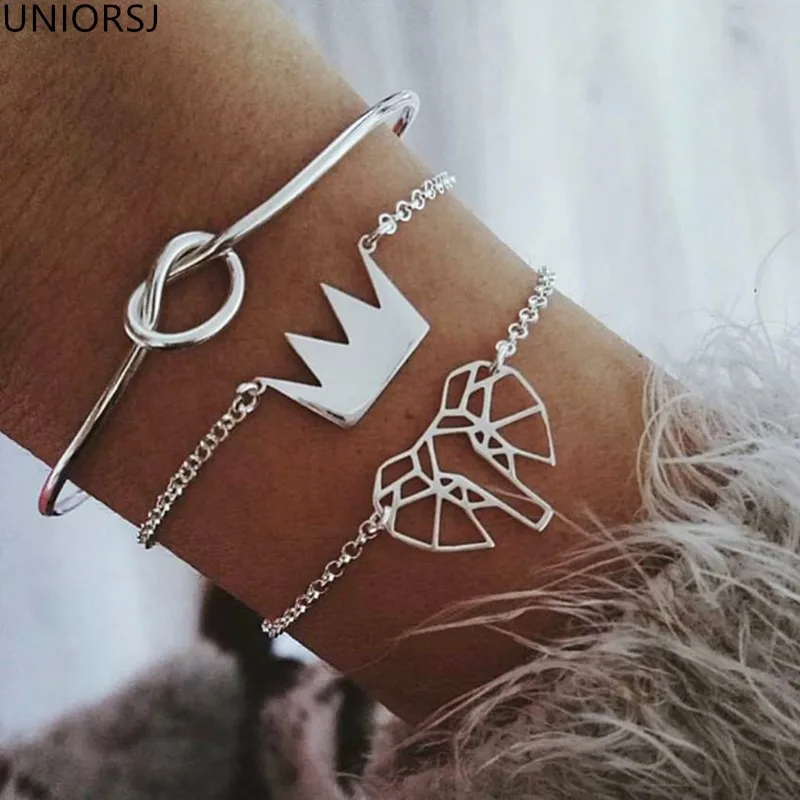 

Bohemia Elephant Crown Charm Bracelet For Women Handmade Weave Silver Chain Gold Bracelets Pulseras Mujer Tassel Jewelry Gifts