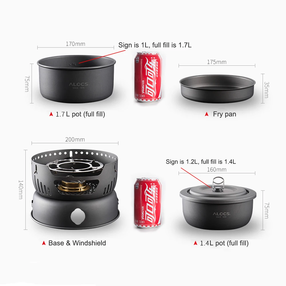 2-4 persona olla Cookware que acampa al aire libre ollas establece CW-C05