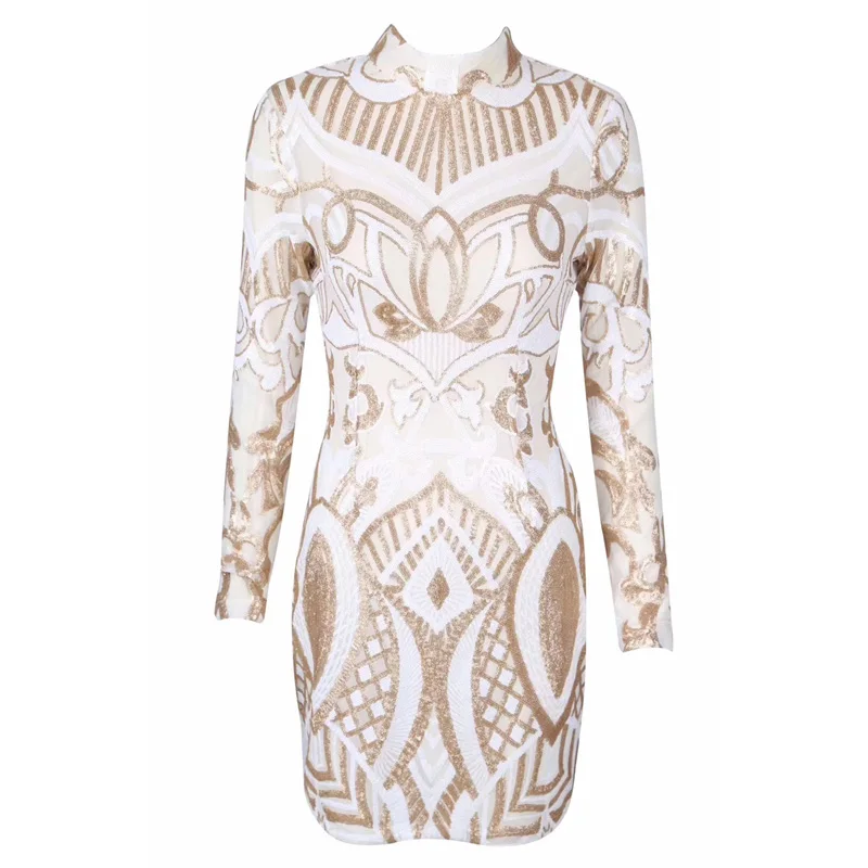 white and gold sequin dress