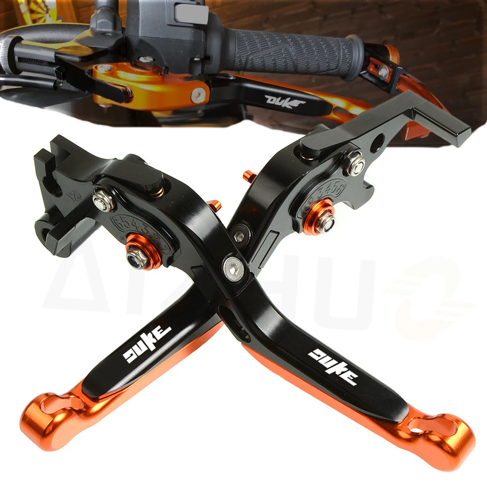 KTM Duke 390/250/200/125 CNC Adjustable Folding Brake Levers - 6-Speed Customizable Fit (2010-2024 Models)