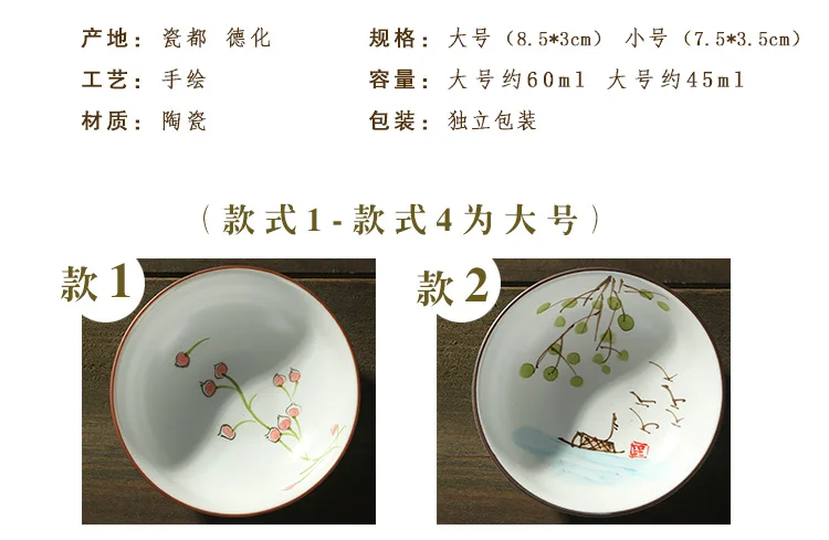 Китайский стиль тонкая ручная работа маленькая чайная чашка кунг-фу Цзиндэчжэнь грубая керамическая чайная чаша Ручная роспись чашка с лотосом