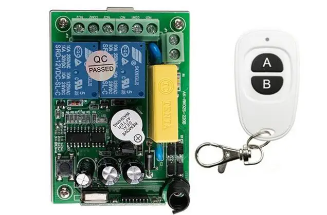 

NEW 220V 2CH 10A RF Wireless Switch Relay Receiver Remote Controllers & White AB keys Waterproof Transmitter