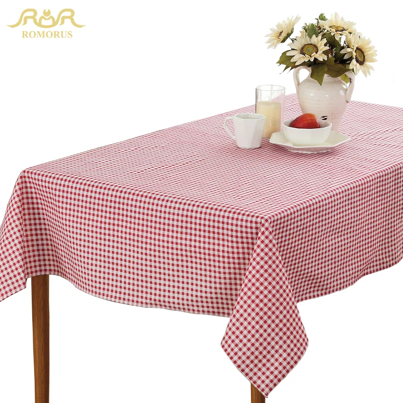 ROMORUS Modern Plaid Table Cloth Red Coffee Table Covers Dustproof
