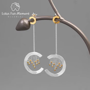 

Lotus Fun Moment Real 925 Sterling Silver Fine Jewelry Creative Oriental Element Vintage Curtain Dangle Earrings for Women