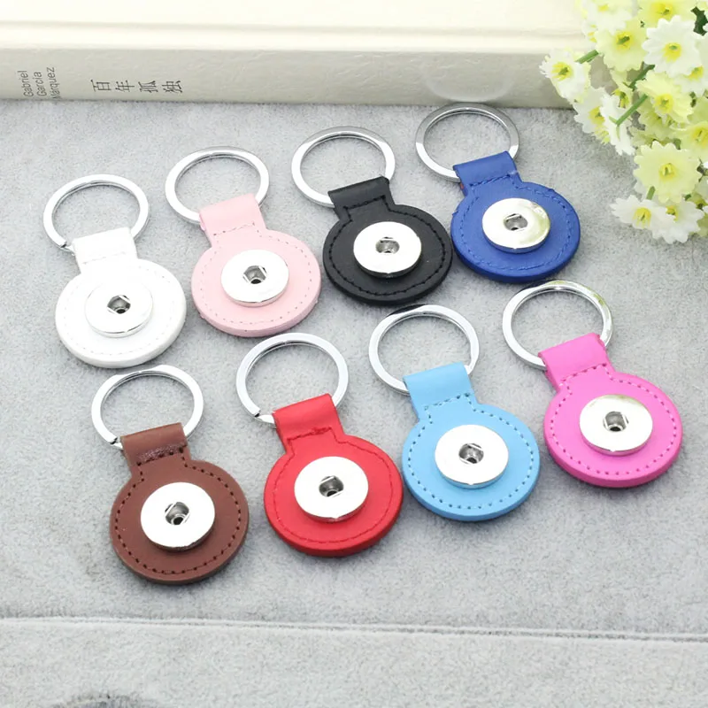 3 Styles Snap button Keychain PU Leather Belt Key Chains DIY Accessory Fit 18mm Snap buttons Silver Plate Charms Keyring 6187