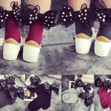 Разноцветные Женские повседневные теплые мягкие хлопковые носки с большим бантом и жемчугом; вечерние короткие носки