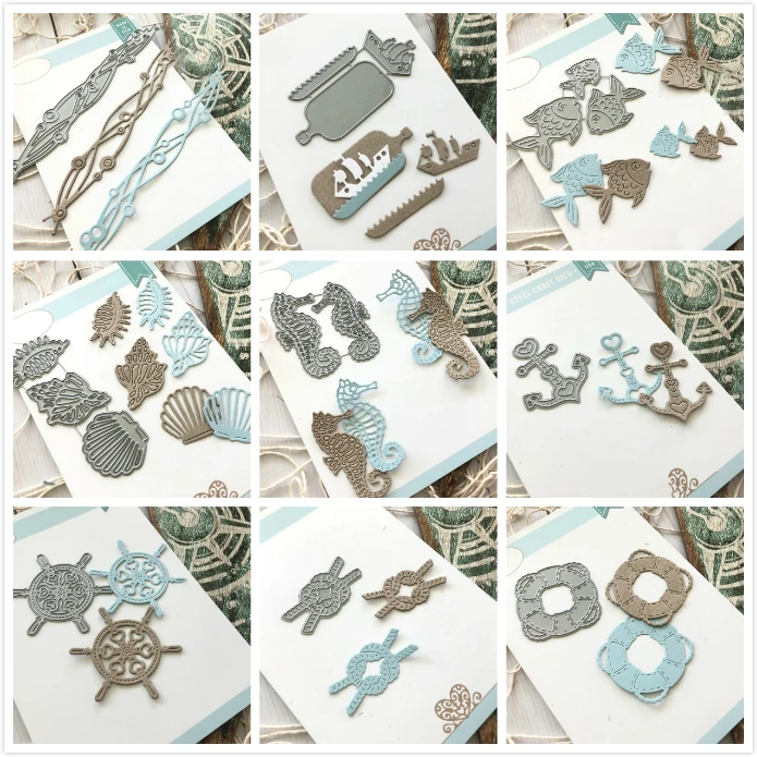 

Naifumodo Navigation Series Fish Anchor Dies Metal Cutting Dies for Card Making Scrapbooking Embossing Cut Craft Die Wave Bottle