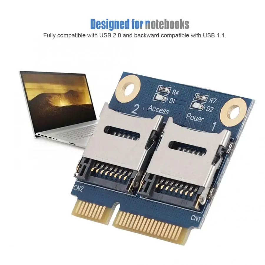 Мини PCI e для двойной микро безопасной цифровой TF адаптер карта преобразователь