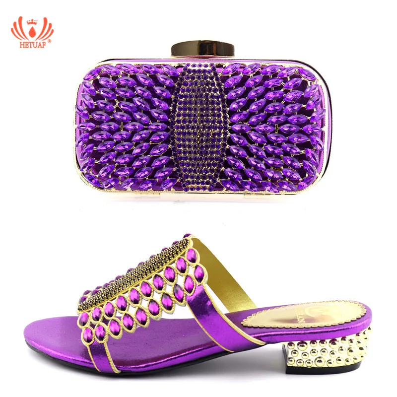 

African Purple Shoes and Bag Set Italian Shoes with Matching Bags High Quality Women Shoe and Bag To Match ladies Wedding shoes