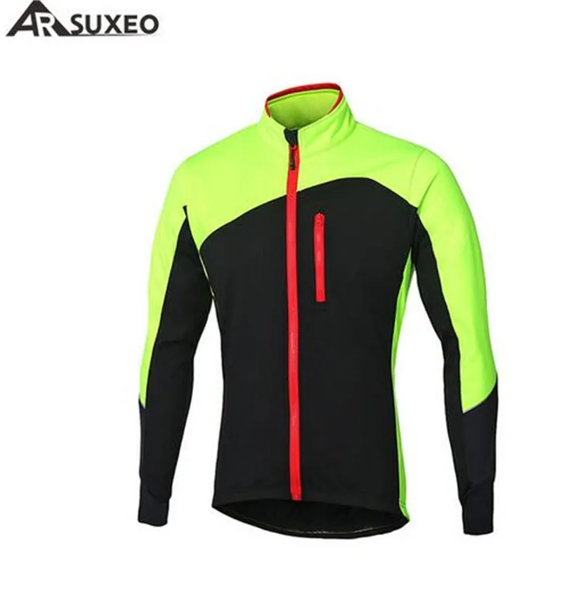 ARSUXEO Men Cycling Jacket Winter Thermal Fleece Warm Up MTB Bike Jacket Windproof Waterproof Reflective Cycling Coat ARSUXEO Men Cycling Jacket Winter Thermal Fleece Warm Up MTB Bike Jacket Windproof Waterproof Reflective Cycling Coat
