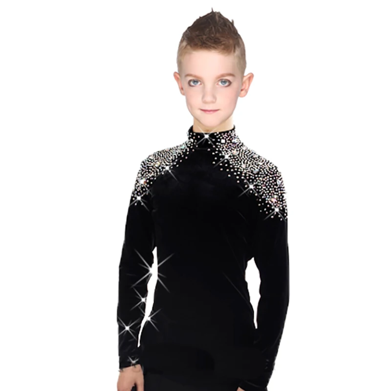 2018-New-Ballroom-Latin-Dance-Shirts-Kids-Boys-Men-Korean-Velvet-Long-Sleeve-Adult-Performance-Clothing (2)