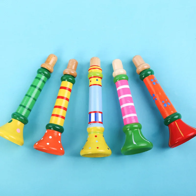 

Baby Wooden Safety Colorful Whistle Vertical Durable Small Horn Musical Instrument Baby Early Education Music Toy Random Color